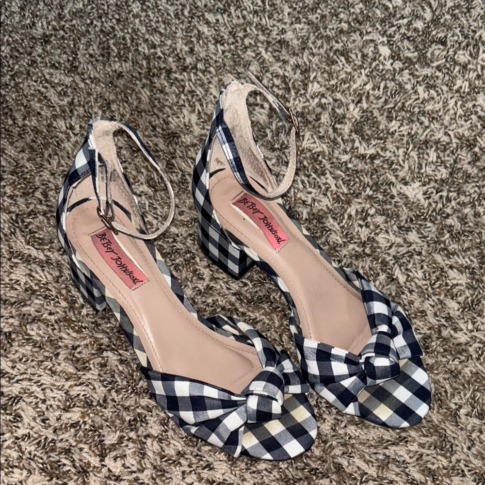 Betsey Johnson Black and White Gingham Heels